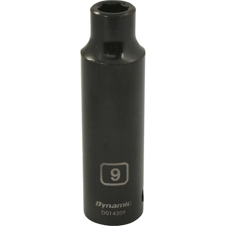 Dynamic 1/2" Drive Deep Socket, Black Phosphate, Tools 1/2" Drive 6 Point Metric, 9mm Deep Length D014209